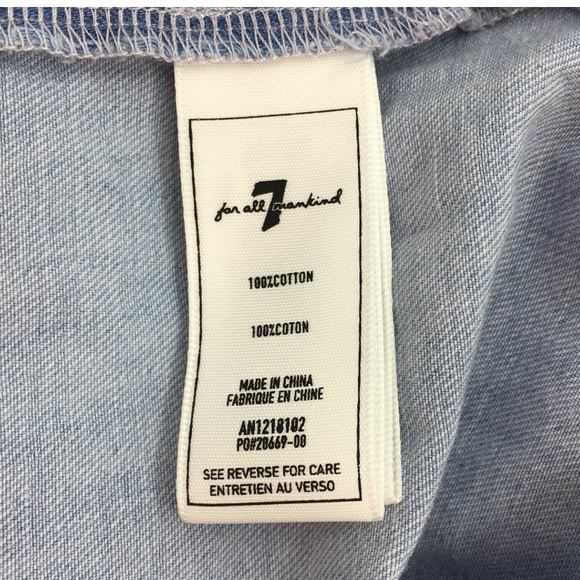 NWT 7 For All Mankind JAPANESE FABRIC Chambray‎ Dress Size: LARGE - Picture 5 of 8